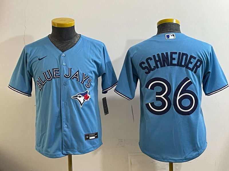 Youth 2025 Nike Toronto Blue Jays #36 Schneider Light Blue Game MLB Jersey 05->youth mlb jersey->Youth Jersey
